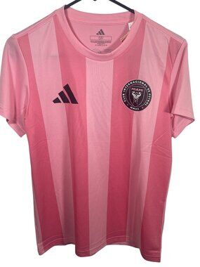 New Adidas Lionel Messi Inter Miami Jersey Womens Small Pink Striped Shirt NWT